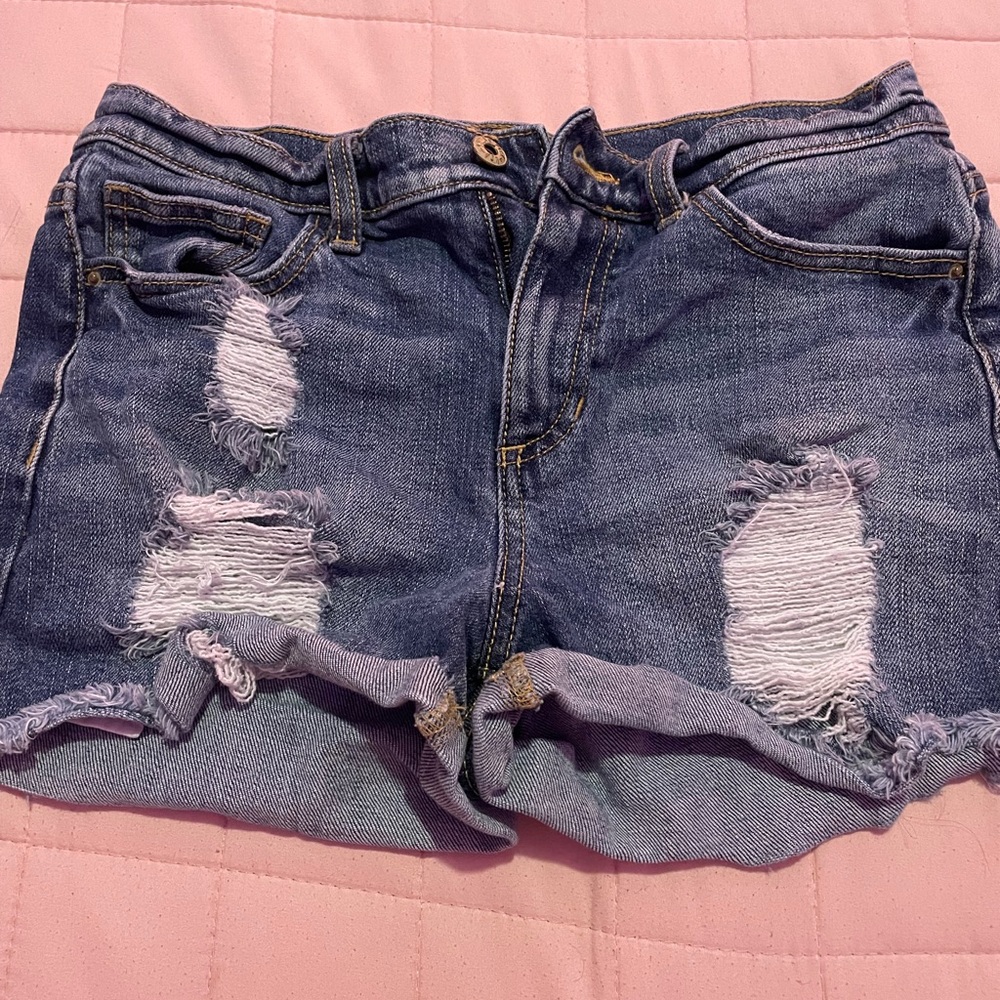 Sneak Peek Blue Distressed Jean Shorts